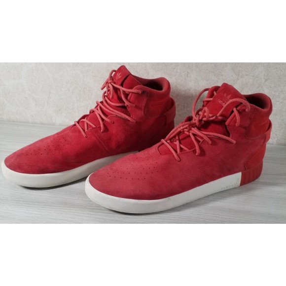Adidas Originals Tubular Invader Men's 13 Suede Trainers Shoes Boots Lace up Red - Picture 6 of 8